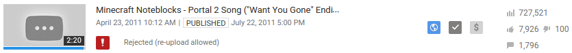 Minecraft Noteblocks Portal 2 Song - Video Rejected